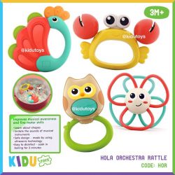 Mainan Anak Bayi Rattle Lucu  Hola Orchestra Rattle Karakter Owl Crab Kidu Toys - HOR
