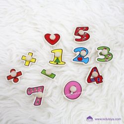 Puzzle Knob Kayu Angka Hitung Bentuk 	 